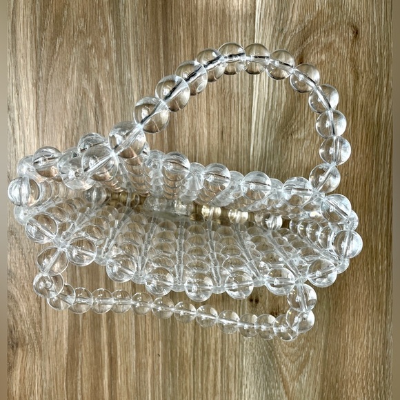 Miuco Acrylic Beaded Bags 100% Handmade Crystal Bags Weave Clear Clutch Handbag - Picture 4 of 5
